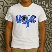 Hope Blue Ribbon Sunflower Colorectal Colon Cancer Awareness T-Shirt thumb 3