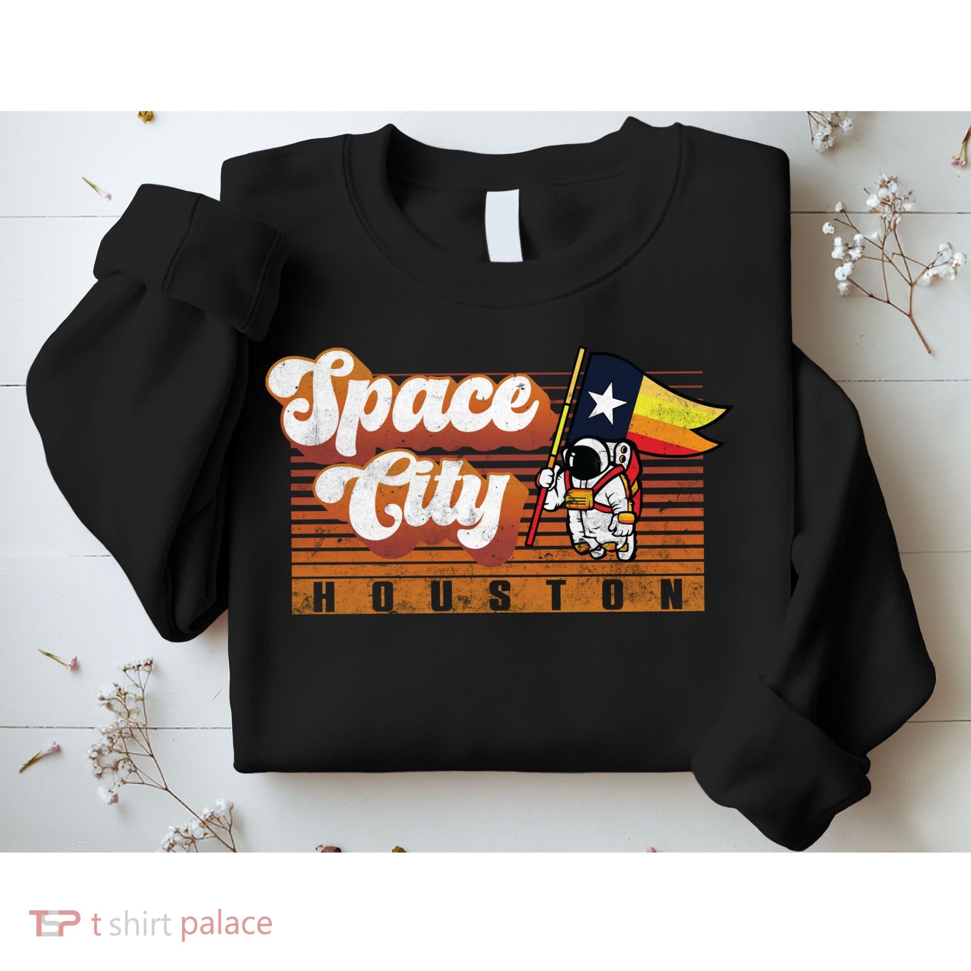 Houston Baseball Space City Astronaut Retro Distressed Sweatshirt
