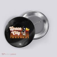 Houston Baseball Space City Astronaut Retro Distressed Button thumb 0