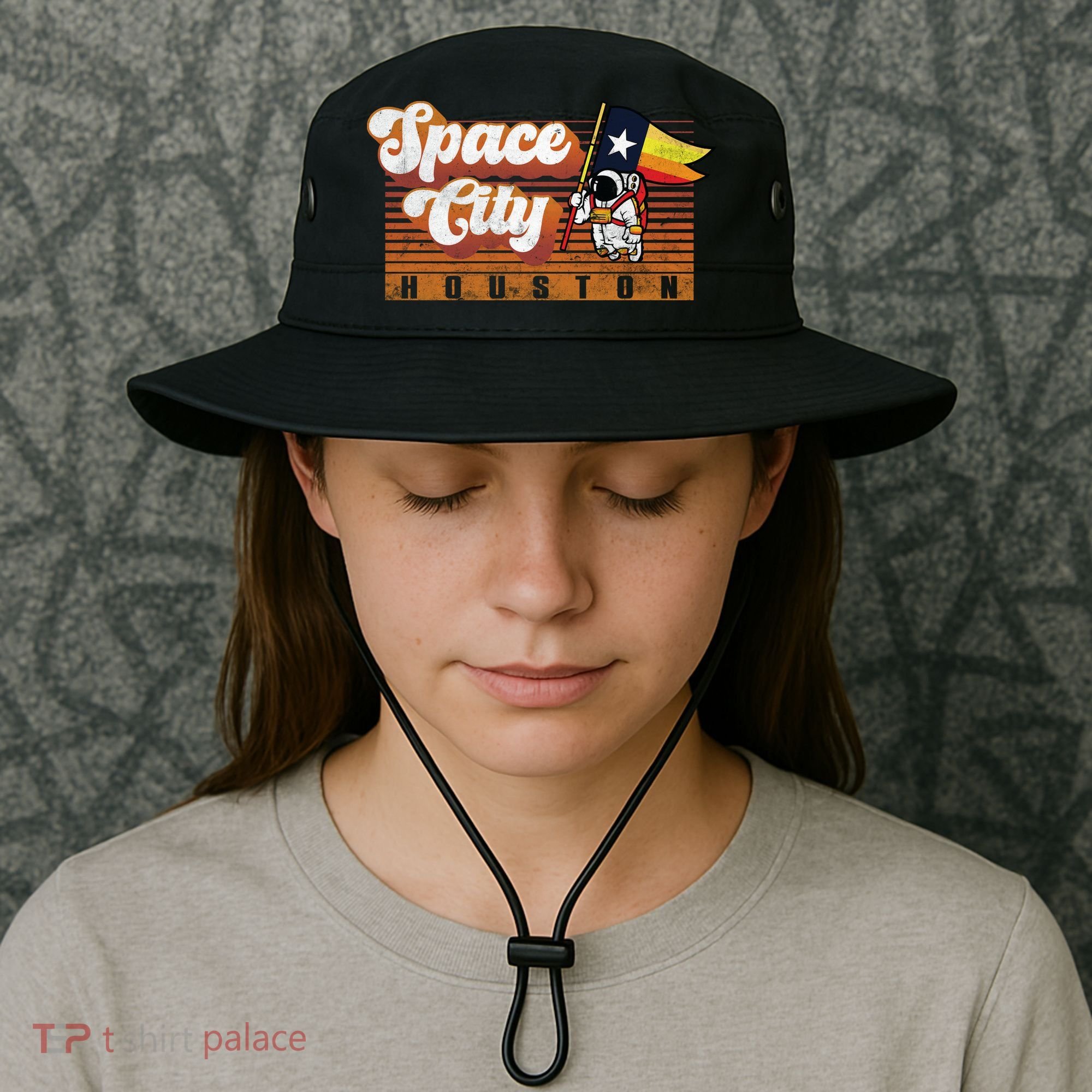 Houston Baseball Space City Astronaut Retro Distressed Bucket Hat