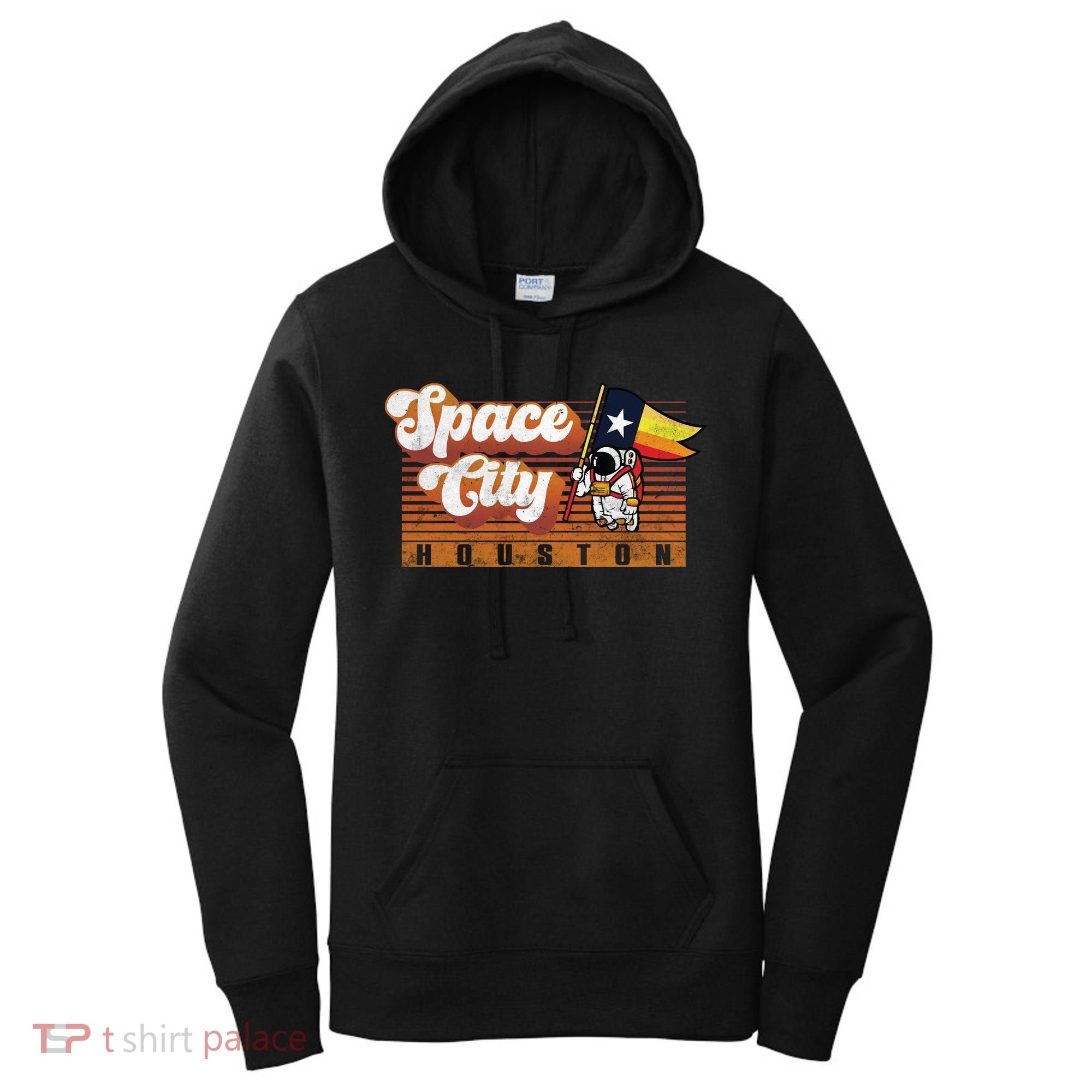 Houston Baseball Space City Astronaut Retro Distressed Women's Hoodie