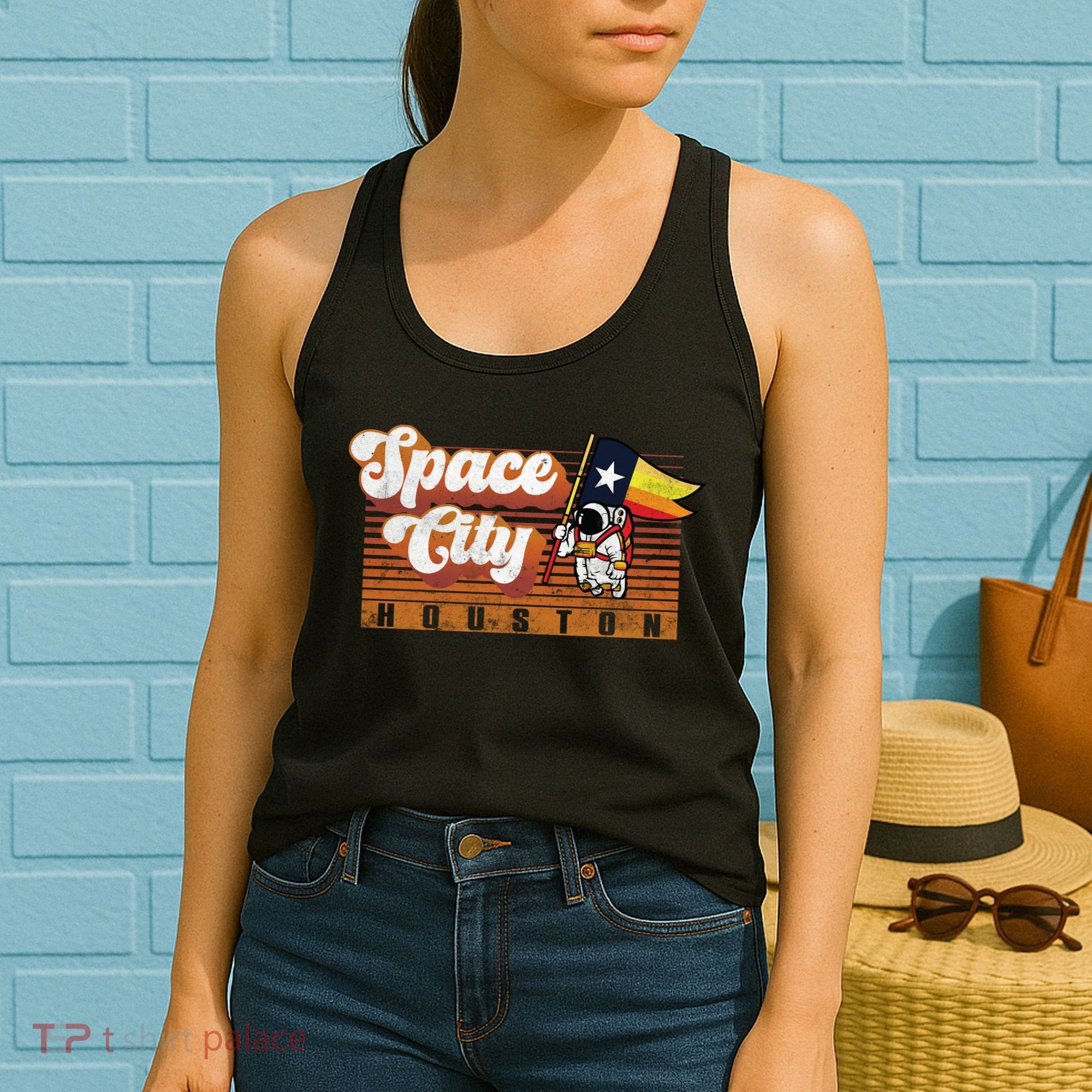 Houston Baseball Space City Astronaut Retro Distressed Women's Tank Top