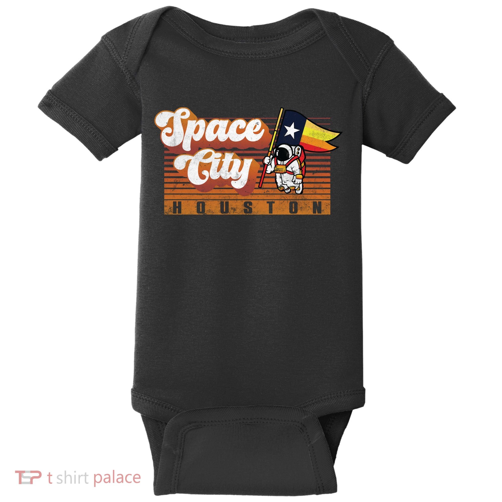 Houston Baseball Space City Astronaut Retro Distressed Baby Bodysuit