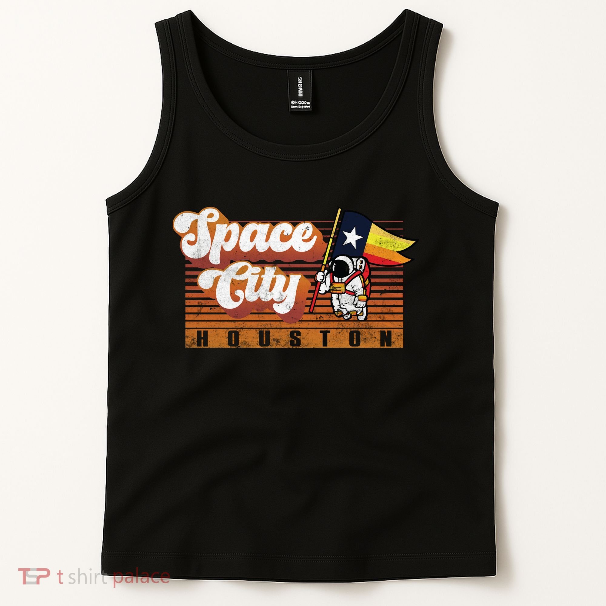 Houston Baseball Space City Astronaut Retro Distressed Tank Top