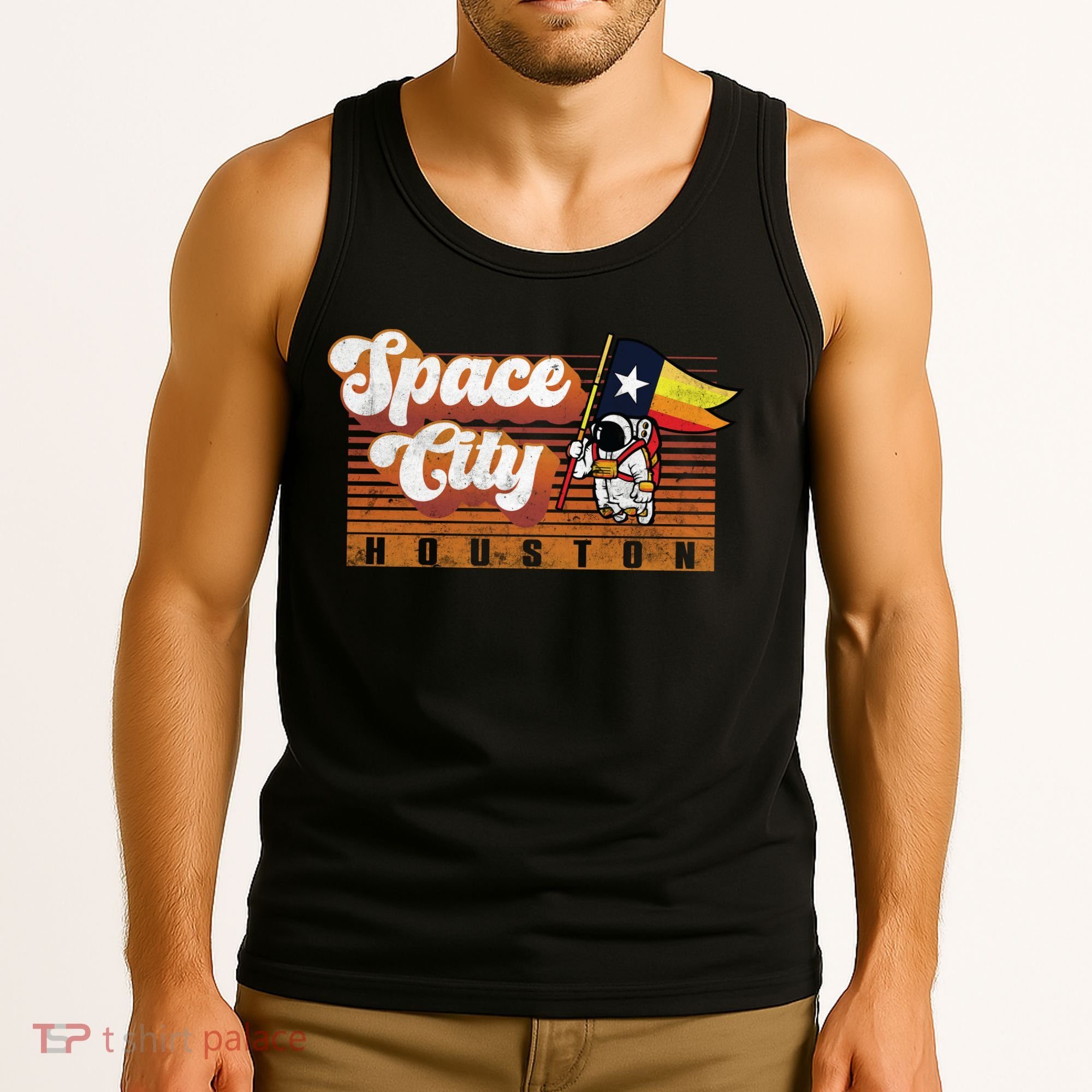 Houston Baseball Space City Astronaut Retro Distressed Tank Top