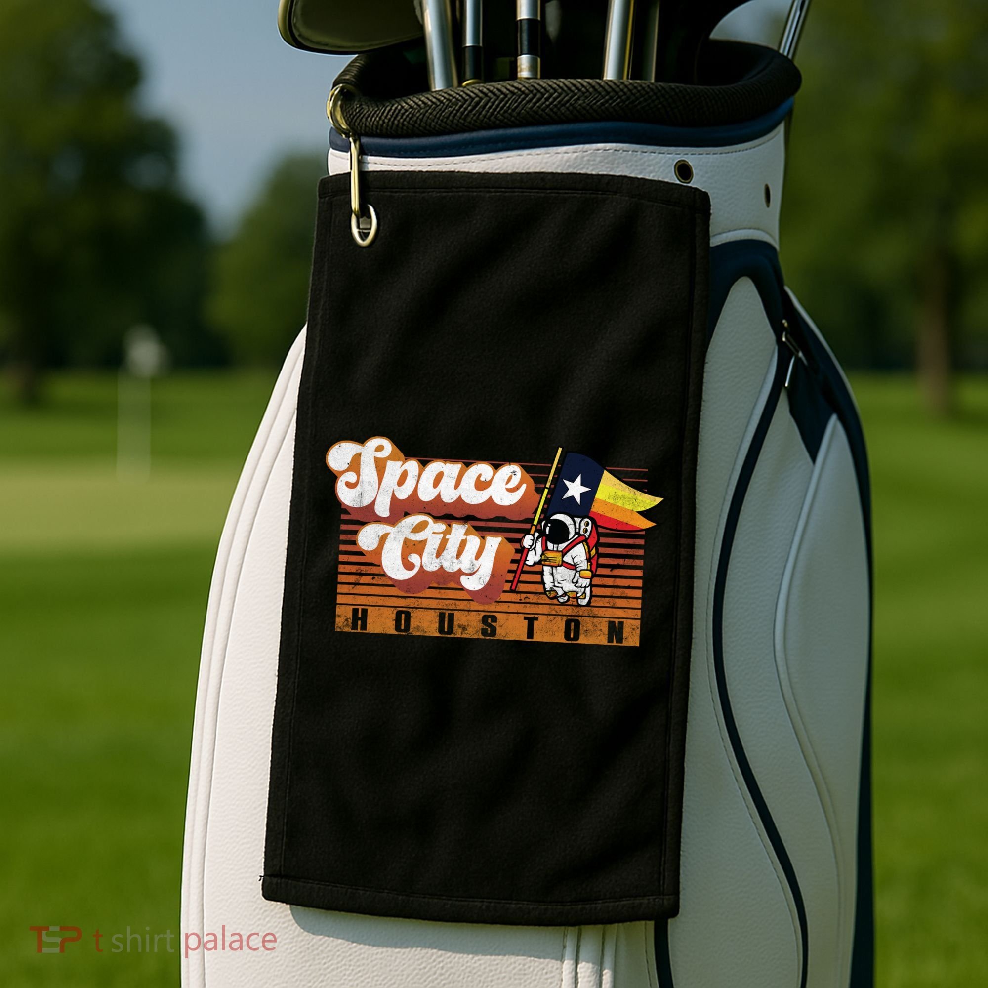 Houston Baseball Space City Astronaut Retro Distressed Golf Towel