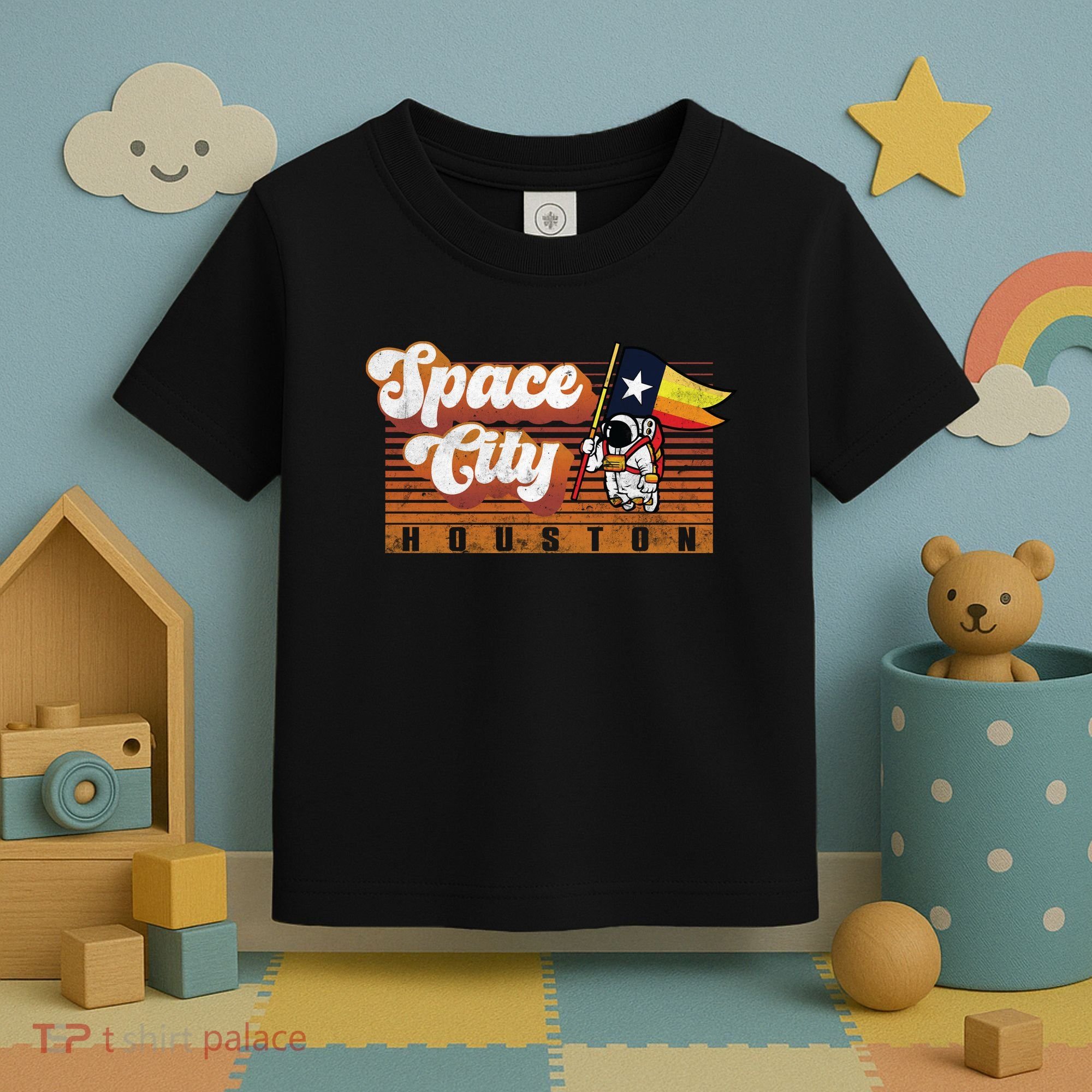 Houston Baseball Space City Astronaut Retro Distressed Toddler T-Shirt