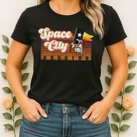 Houston Baseball Space City Astronaut Retro Distressed Women's T-Shirt thumb 2