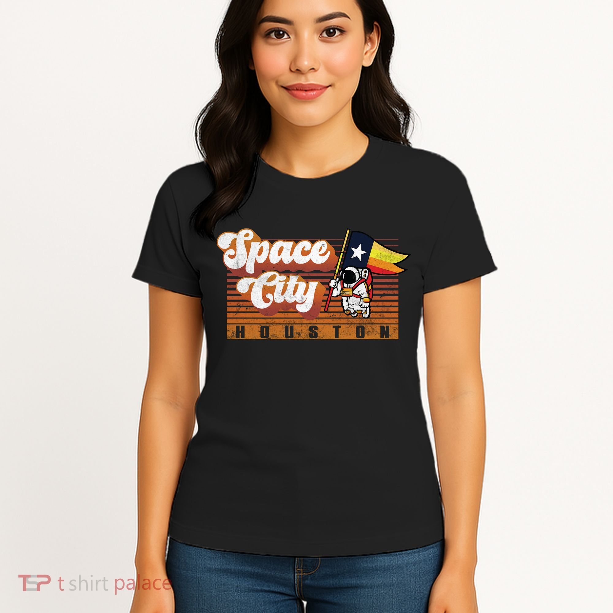 Houston Baseball Space City Astronaut Retro Distressed Women's T-Shirt