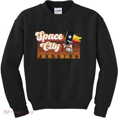 Houston Baseball Space City Astronaut Retro Distressed Kids Sweatshirt