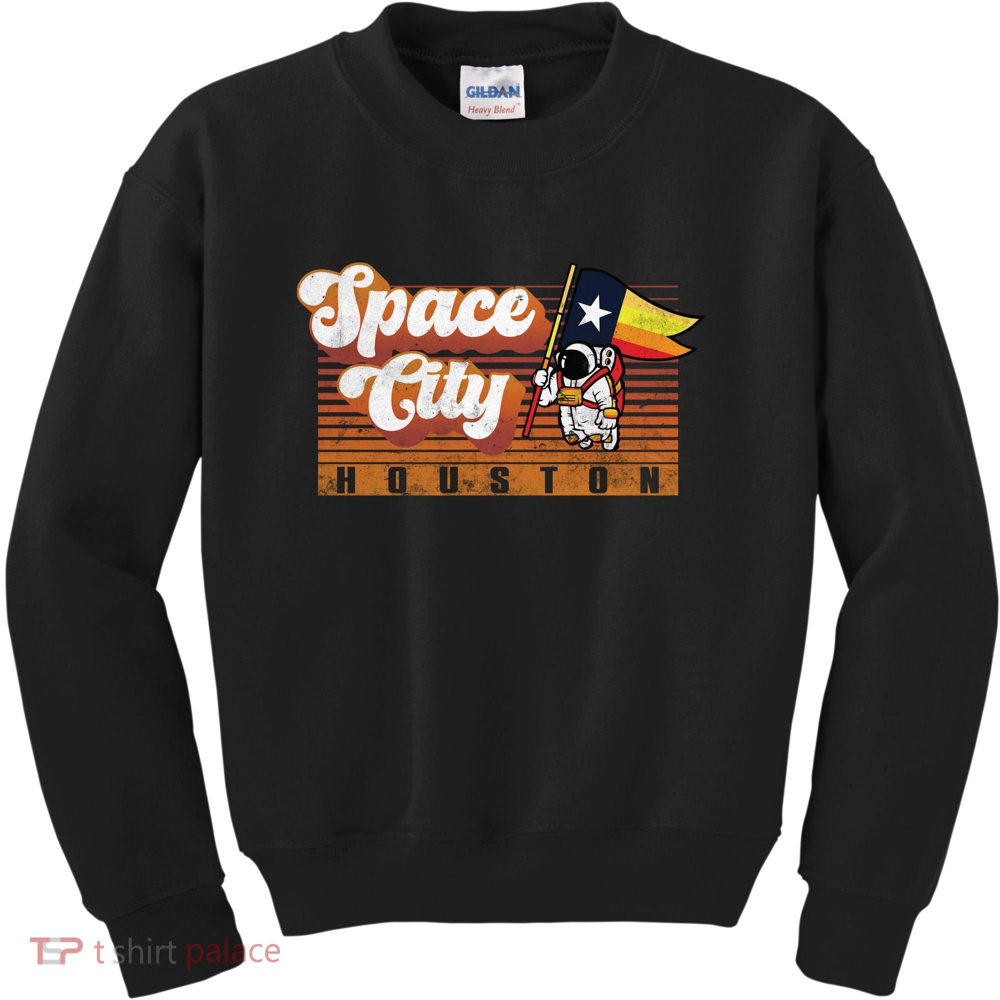 Houston Baseball Space City Astronaut Retro Distressed Kids Sweatshirt