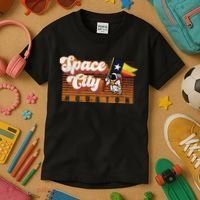 Houston Baseball Space City Astronaut Retro Distressed Kids T-Shirt thumb 3