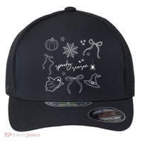 Halloween Bow Spooky Season Ghost Witch Wizzard Mashup Flexfit Unipanel Trucker Cap thumb 0