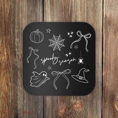 Halloween Bow Spooky Season Ghost Witch Wizzard Mashup Coaster