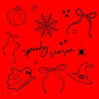 Halloween Bow Spooky Season Ghost Witch Wizzard Mashup Santa Hat thumb 1