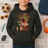 Hands But Still I Rise Flower Melanin Black History Month Kids Hoodie thumb 2