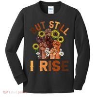 Hands But Still I Rise Flower Melanin Black History Month Kids Long Sleeve Shirt thumb 0