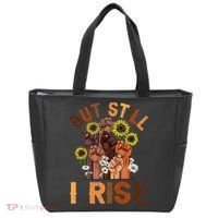 Hands But Still I Rise Flower Melanin Black History Month Tote Bag thumb 0