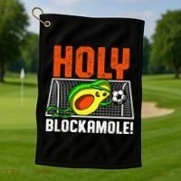 Holy Blockamole Soccer Blocker Funny Avocado Goalie Golf Towel thumb 1