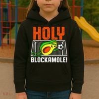 Holy Blockamole Soccer Blocker Funny Avocado Goalie Kids Hoodie thumb 3
