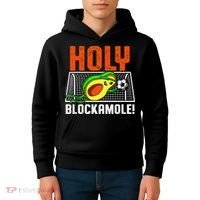 Holy Blockamole Soccer Blocker Funny Avocado Goalie Kids Hoodie thumb 4