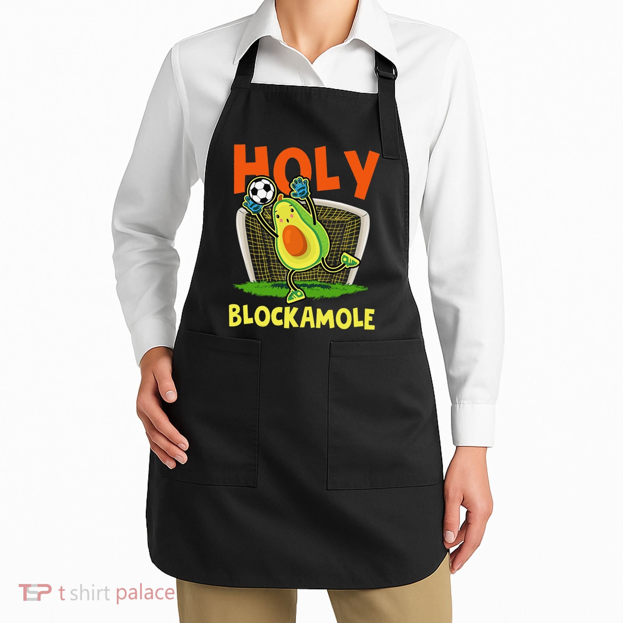 Holy Blockamole Soccer Blocker Funny Avocado Goalie Apron