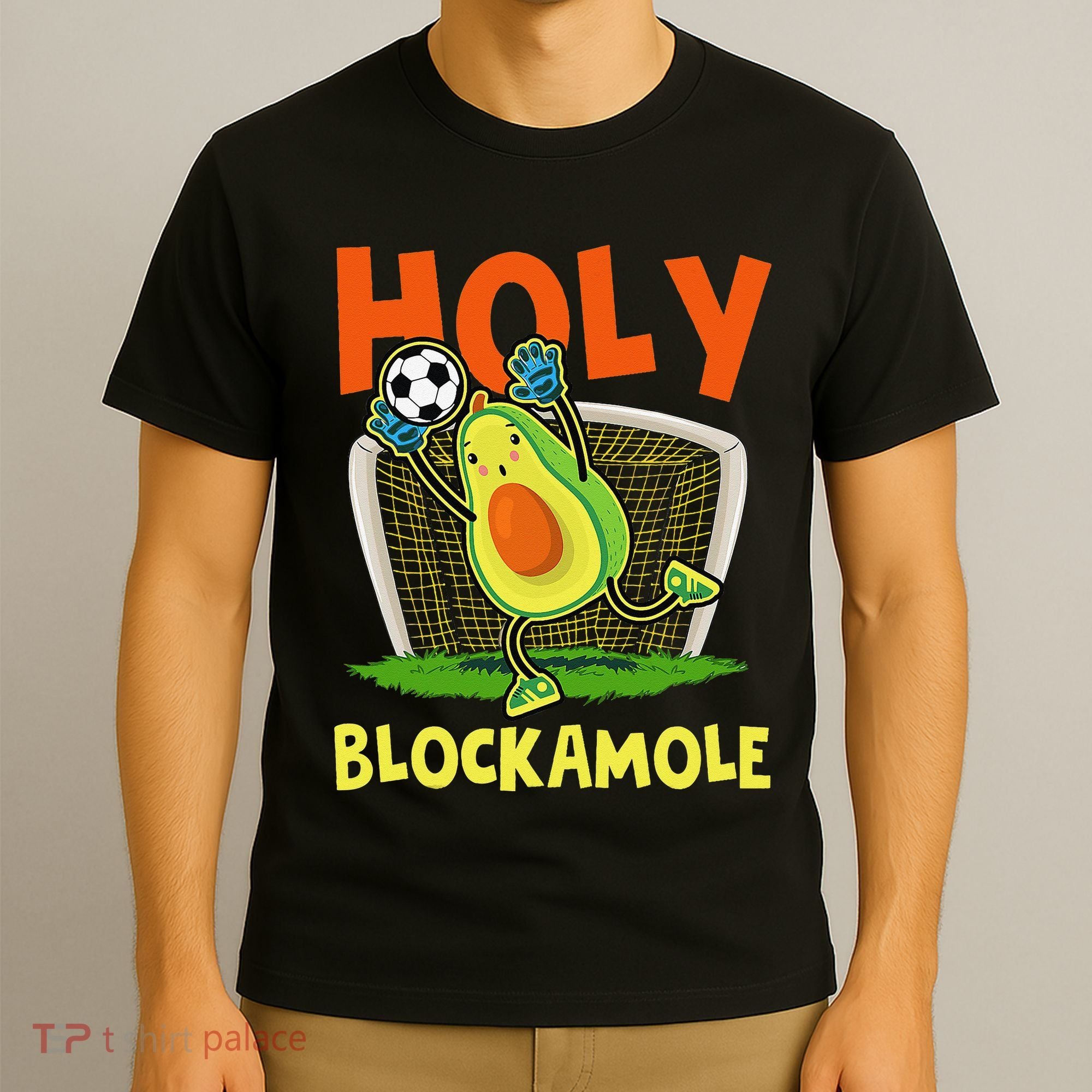 Holy Blockamole Soccer Blocker Funny Avocado Goalie T-Shirt