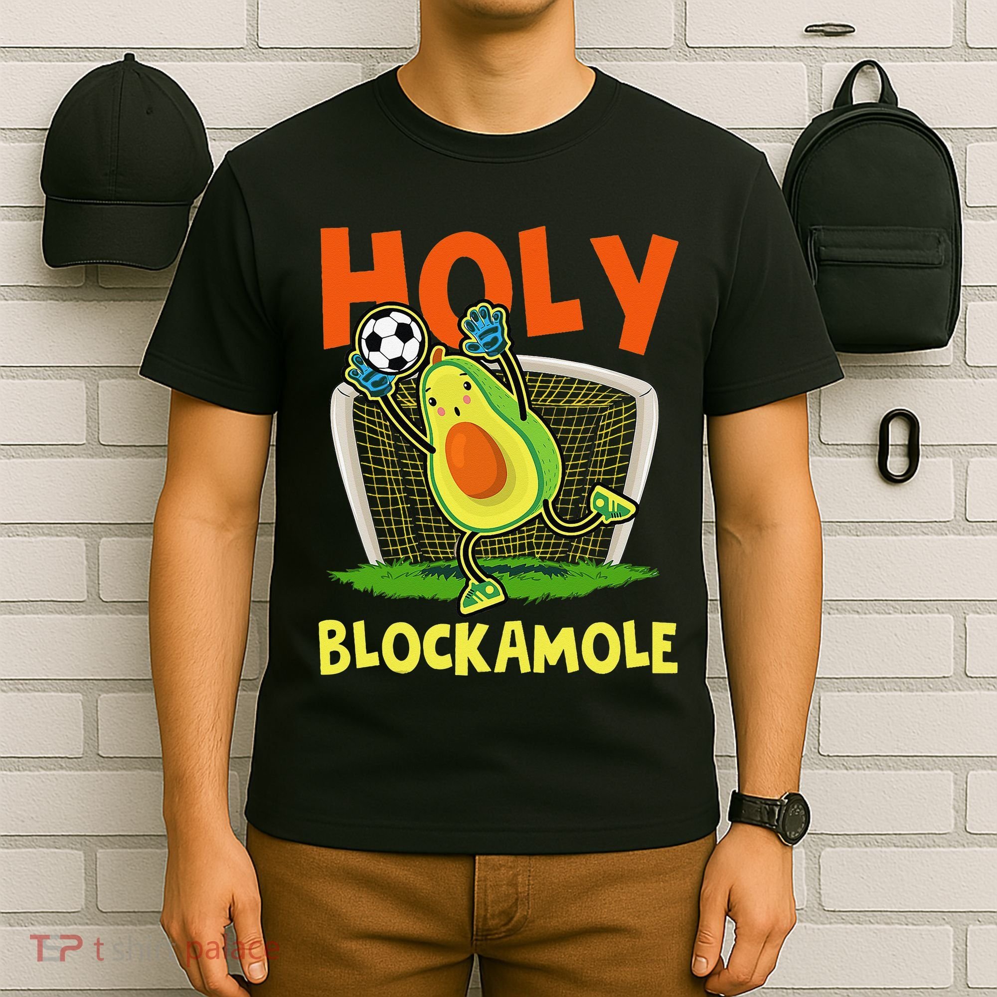 Holy Blockamole Soccer Blocker Funny Avocado Goalie T-Shirt