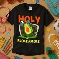 Holy Blockamole Soccer Blocker Funny Avocado Goalie Kids T-Shirt thumb 3