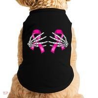 Halloween Boob Skeleton Hand On Breast Cancer Ribbon Doggie Tank thumb 0