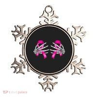 Halloween Boob Skeleton Hand On Breast Cancer Ribbon Ornament thumb 0