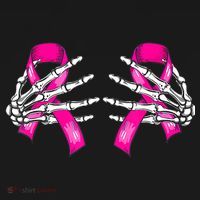 Halloween Boob Skeleton Hand On Breast Cancer Ribbon Ornament thumb 1