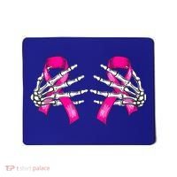Halloween Boob Skeleton Hand On Breast Cancer Ribbon Mousepad thumb 0