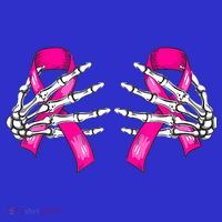 Halloween Boob Skeleton Hand On Breast Cancer Ribbon Mousepad thumb 1