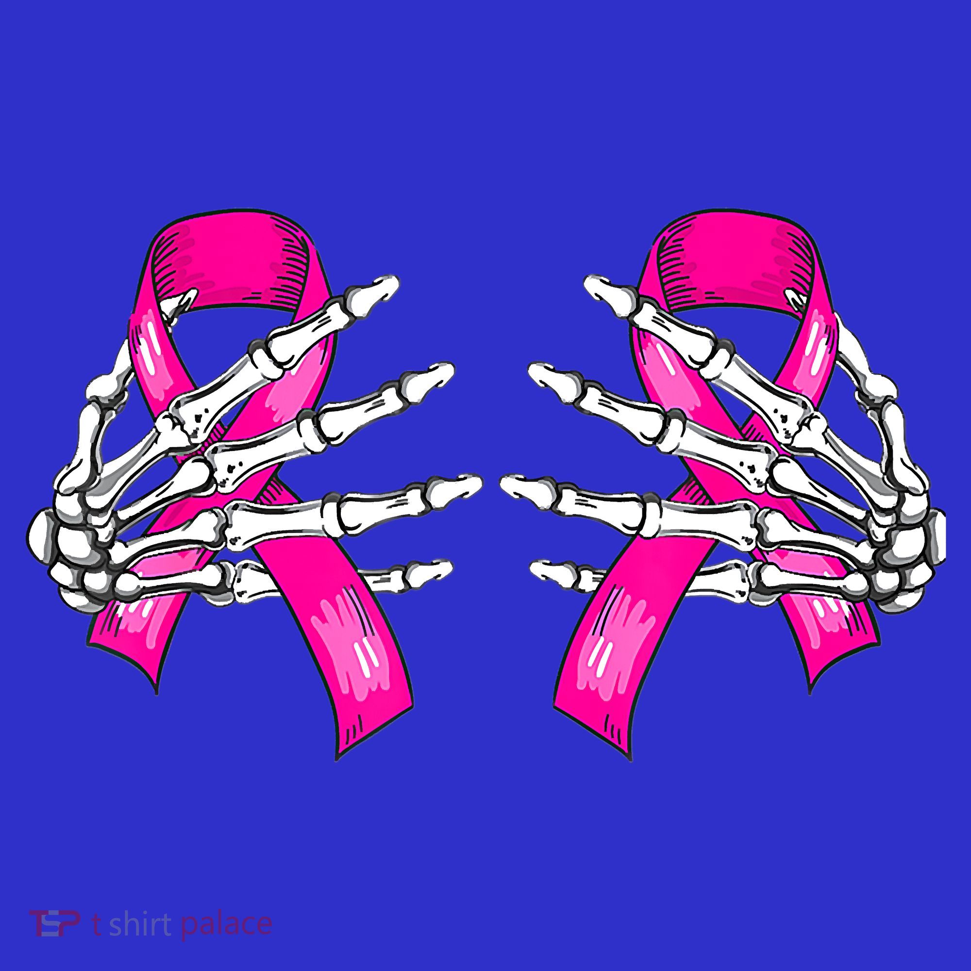 Halloween Boob Skeleton Hand On Breast Cancer Ribbon Baby Bodysuit