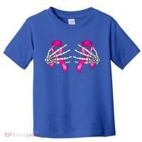 Halloween Boob Skeleton Hand On Breast Cancer Ribbon Toddler T-Shirt thumb 0