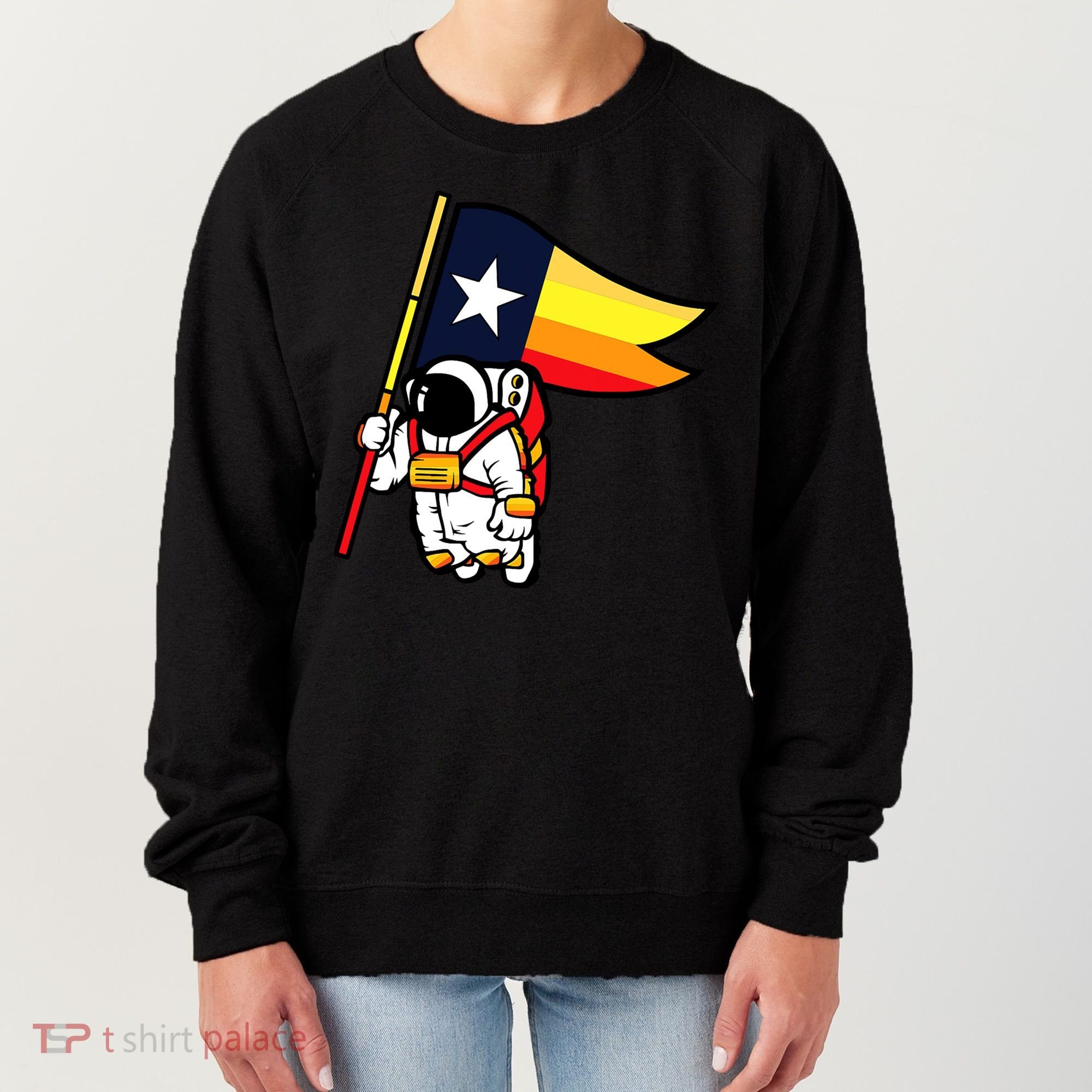Houston Baseball Space City Astronaut Texas Flag Women's Sweatshirt