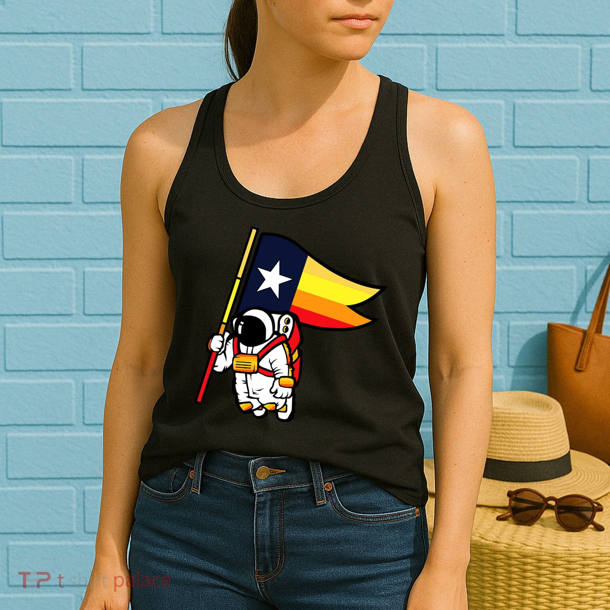 Houston Baseball Space City Astronaut Texas Flag Women's Tank Top