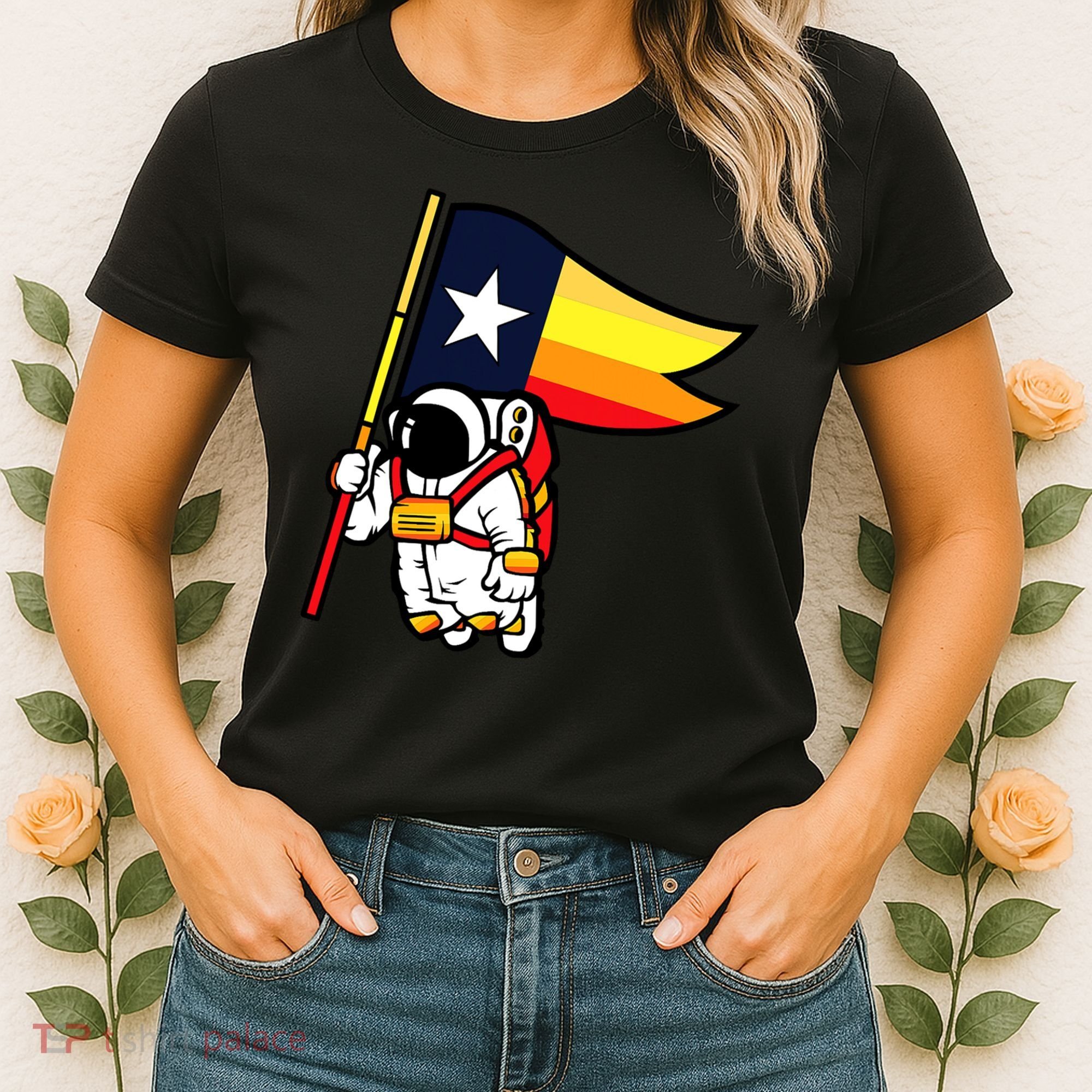 Houston Baseball Space City Astronaut Texas Flag Women's T-Shirt