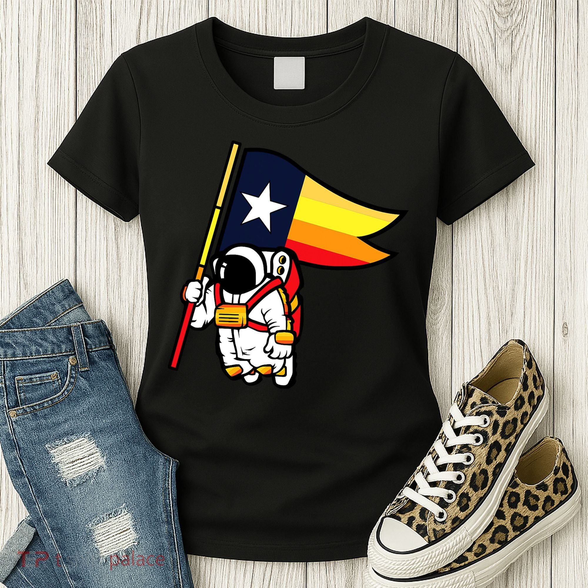 Houston Baseball Space City Astronaut Texas Flag Women's T-Shirt