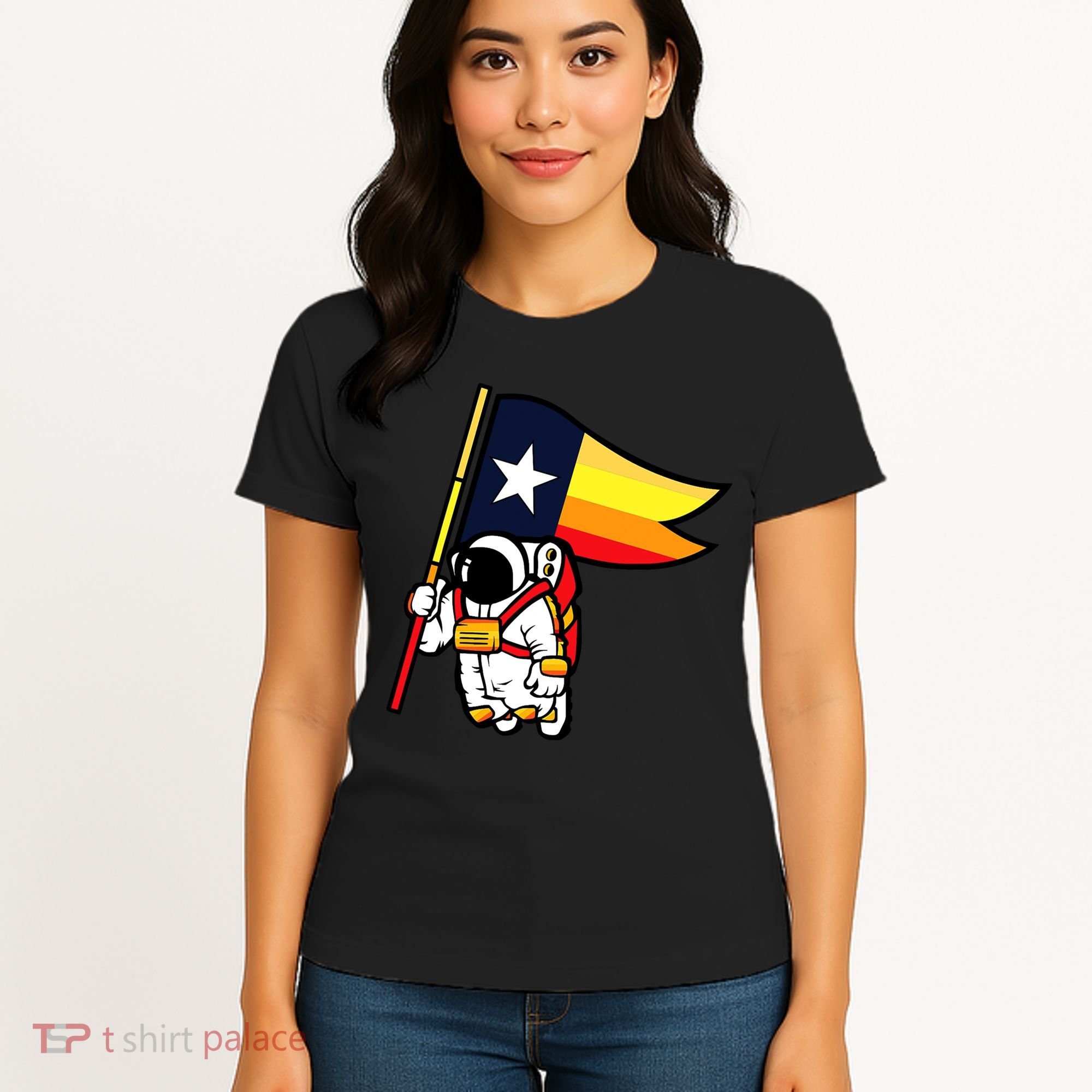 Houston Baseball Space City Astronaut Texas Flag Women's T-Shirt