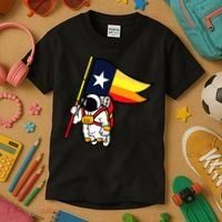 Houston Baseball Space City Astronaut Texas Flag Kids T-Shirt thumb 3