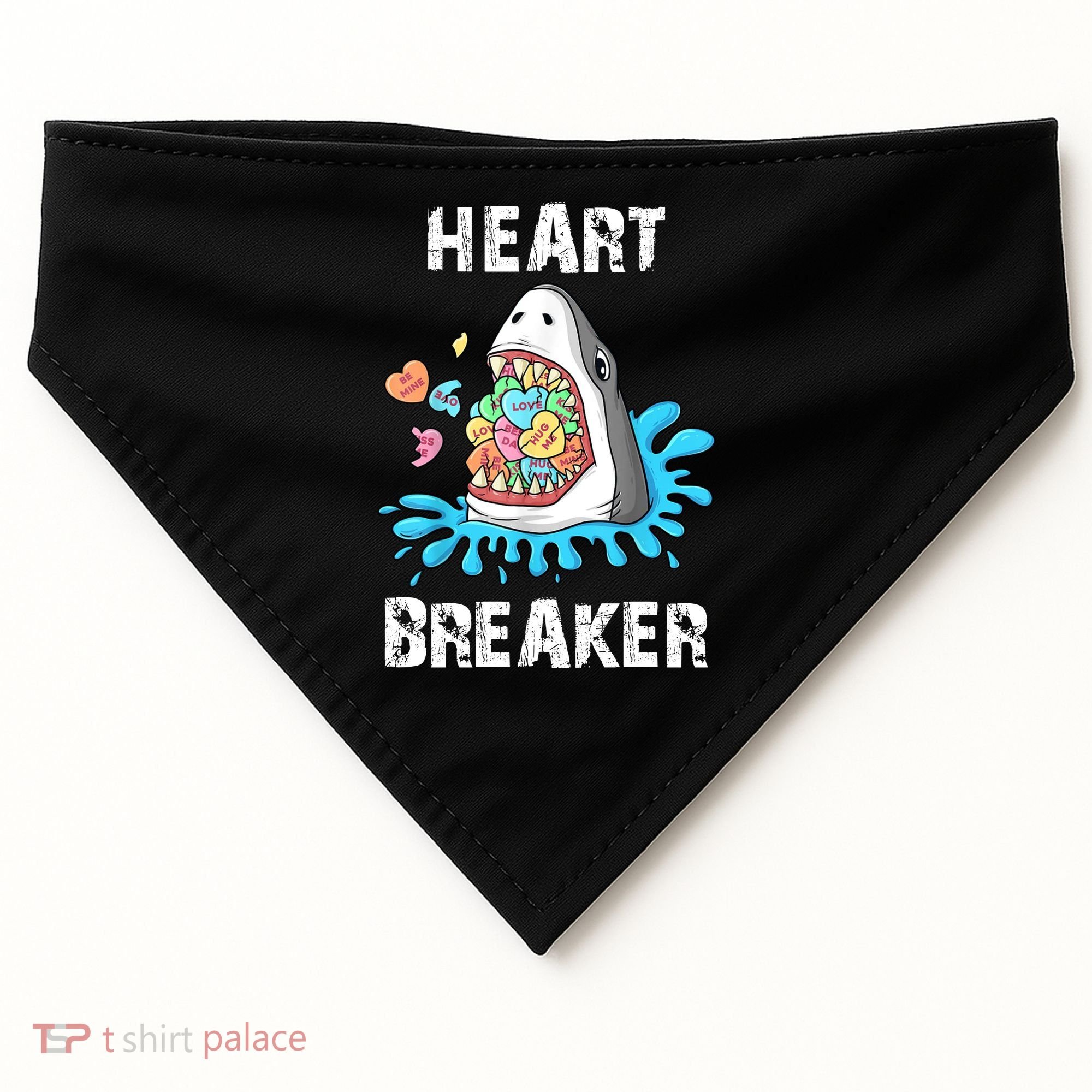 Heart Breaker Shark Funny Valentines Day USA-Made Doggie Bandana