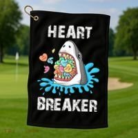 Heart Breaker Shark Funny Valentines Day Golf Towel thumb 1