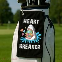 Heart Breaker Shark Funny Valentines Day Golf Towel thumb 2