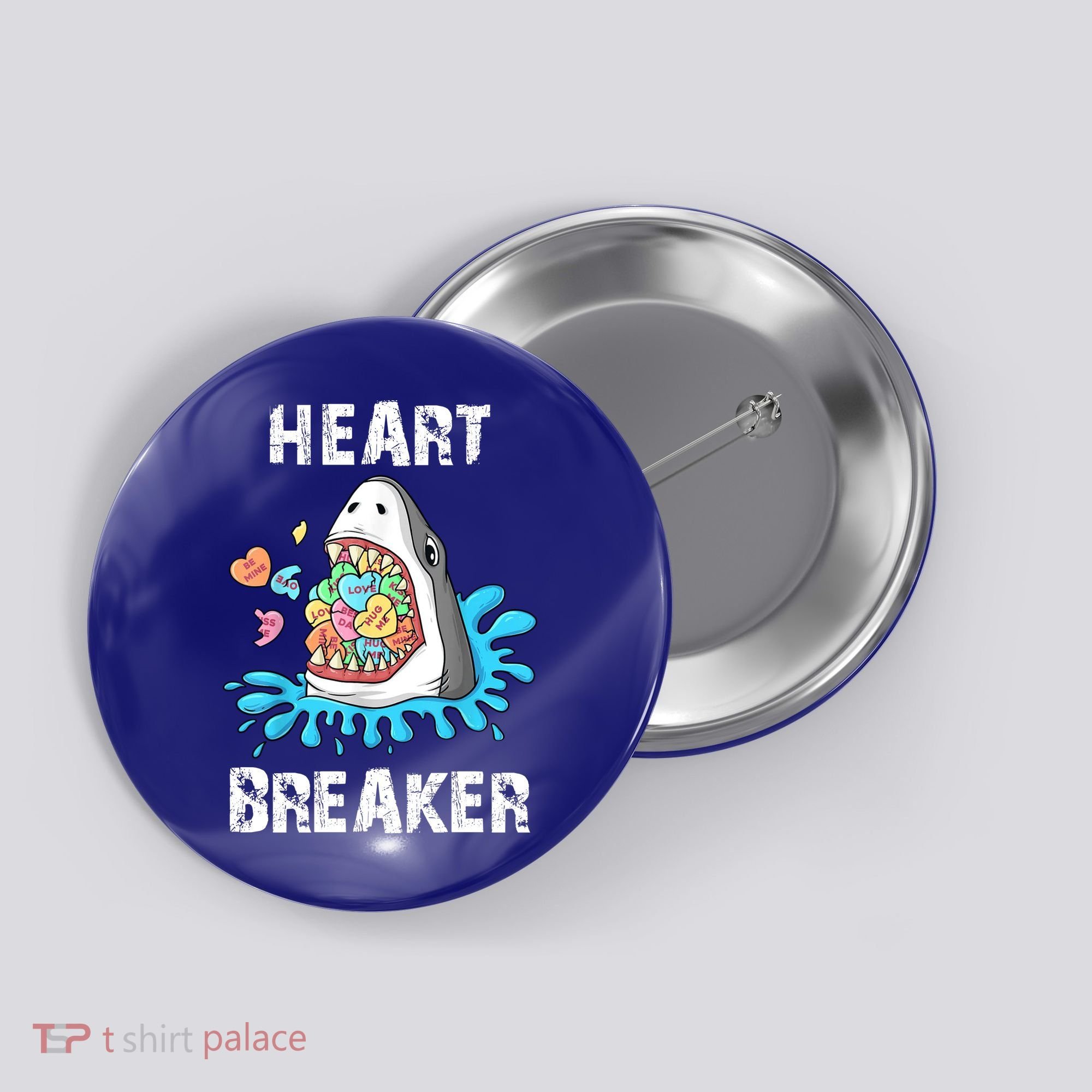 Heart Breaker Shark Funny Valentines Day Button