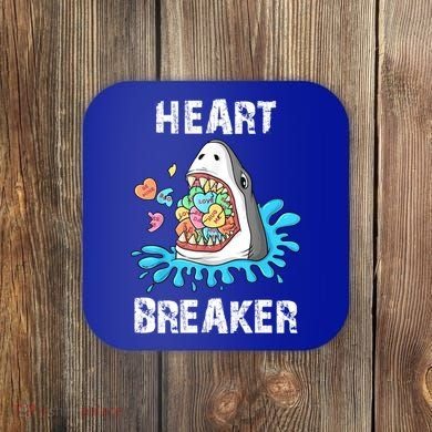 Heart Breaker Shark Funny Valentines Day Coaster