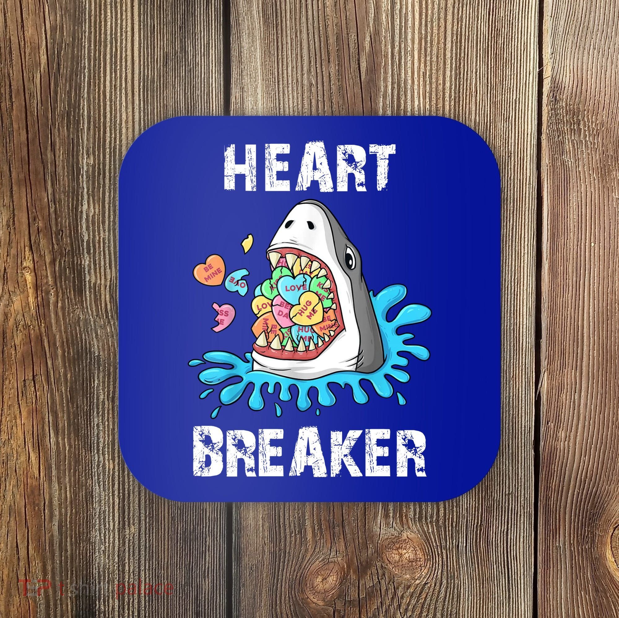 Heart Breaker Shark Funny Valentines Day Coaster