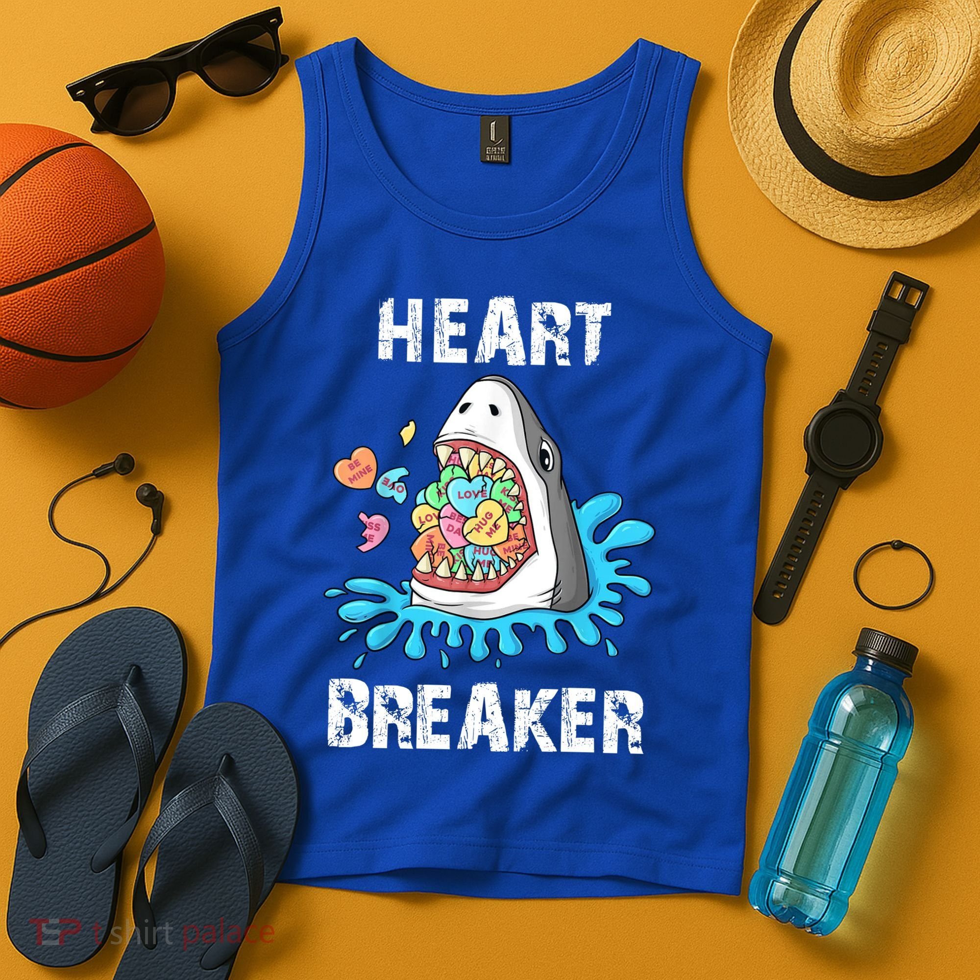 Heart Breaker Shark Funny Valentines Day Tank Top