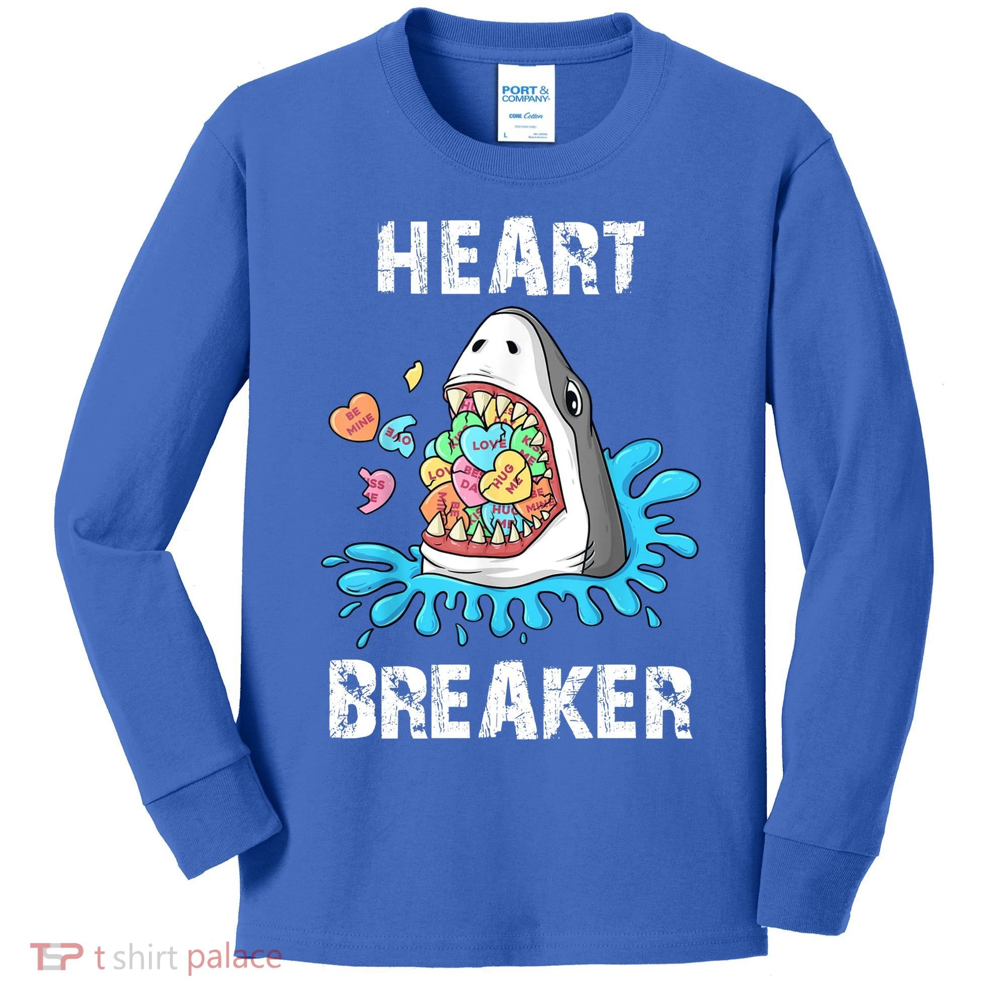 Heart Breaker Shark Funny Valentines Day Kids Long Sleeve Shirt